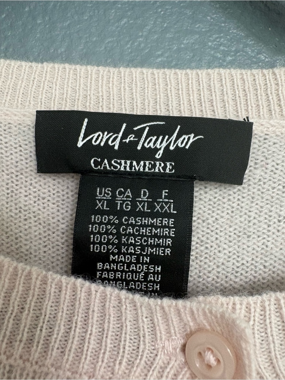 Lord & Taylor 100% Cashmere Cardigan Sweater Pale Blush Pink XL Luxury Knit - Picture 2 of 5